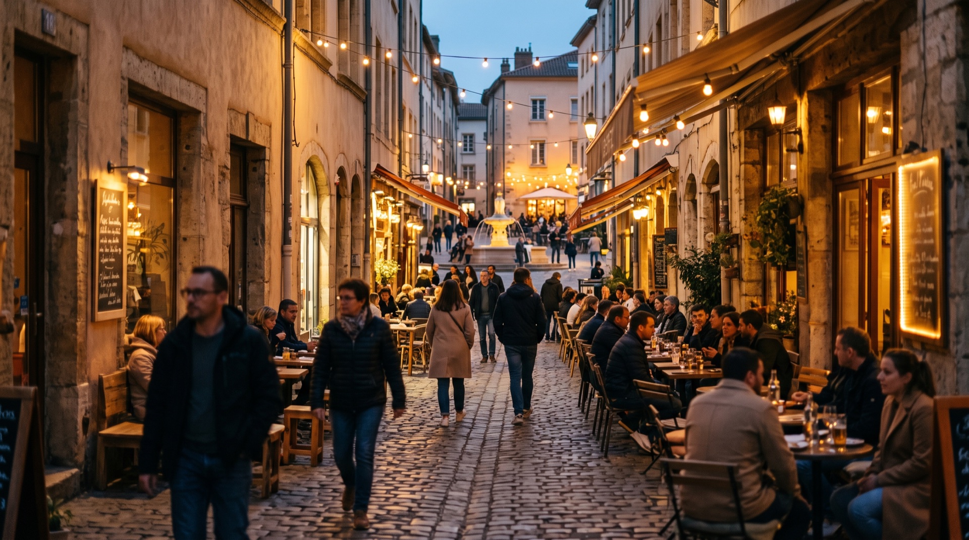 An ordinary evening street. A circular lens moves over it, and only inside the glass the street shows its augmented layer.